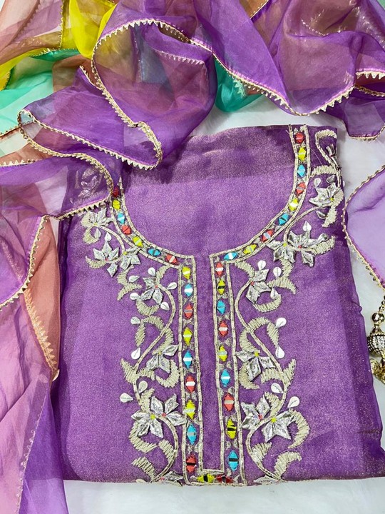 Fragrant Lilac Chikankari & Gota Patti Embroidered Sharara Suit – Talking  Threads